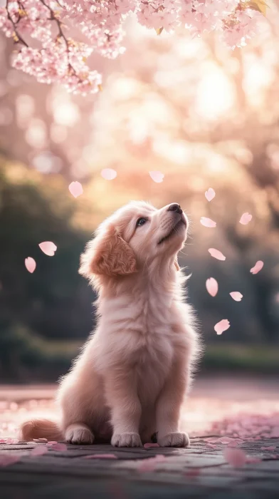 Adorable Puppy in Japanese Garden