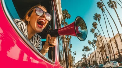 Laughing Girl with Megaphone