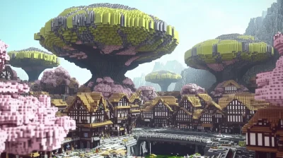 Medieval Town Under Giant Mushrooms