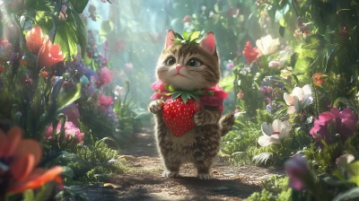 Cat in a Strawberry Costume