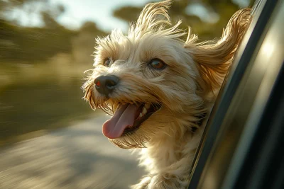 Joyful Dog in a Car