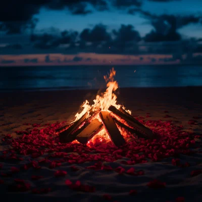 Romantic Beach Bonfire