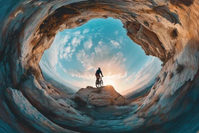 Cyclist in 360 Background