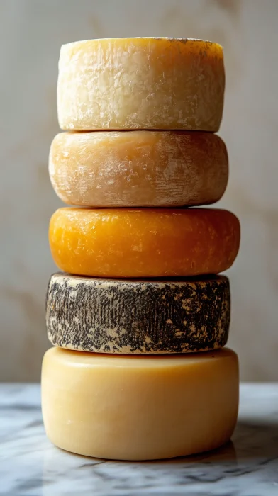 Colorful Stacked Cheeses