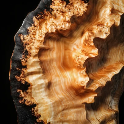 Polished Maple Burl Wood Macro