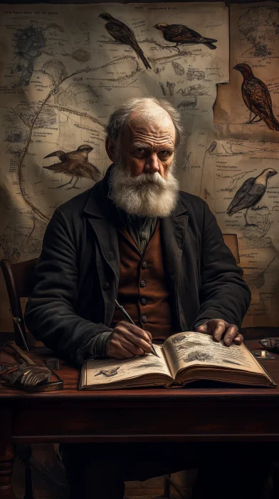 Charles Darwin at His Desk