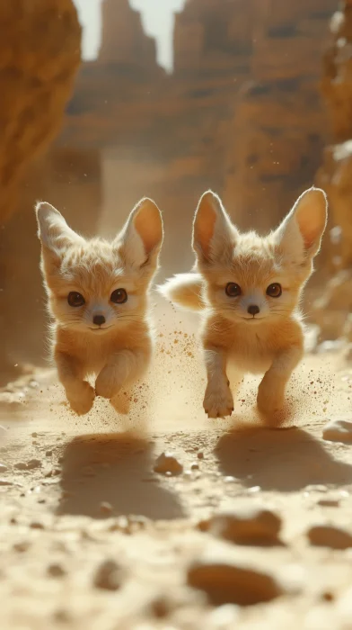 Dynamic Desert Fennec Foxes