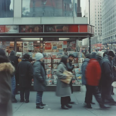 People at Newsstand in NYC