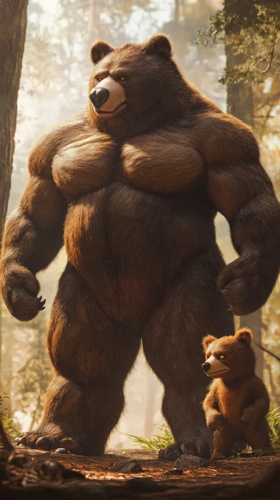 Muscular Bear Flexing