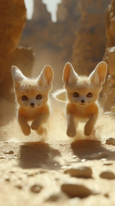 Fennec Foxes in the Desert