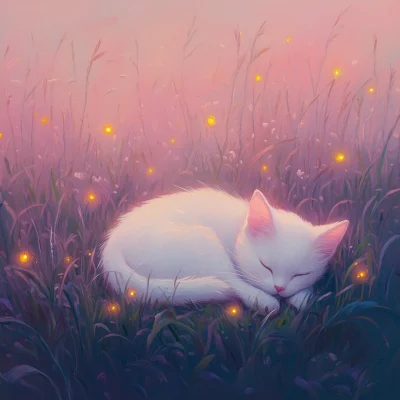 Glowing Kitten in Twilight Meadow