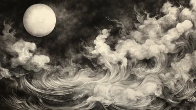 Moon and Cloud Inkwash