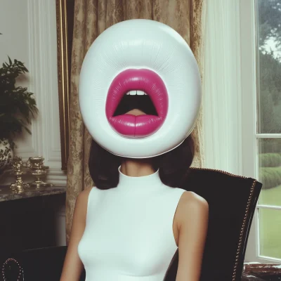 Woman with Inflatable Lips