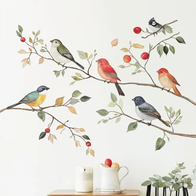 Colorful Birds on Branches