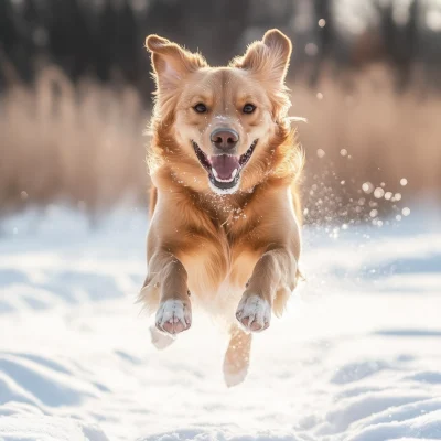 Happy Dog in Snow