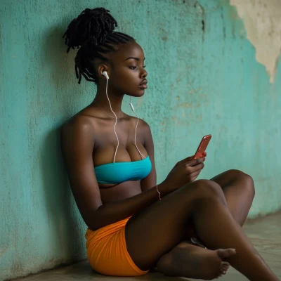 African Girl with iPhone