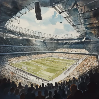 Newcastle Stadium Game in Watercolors