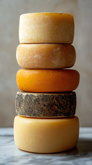 Stacked Colored Cheeses