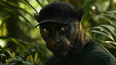 Black Panther in a Cap