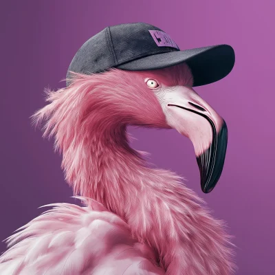 Smiling Flamingo in Cap