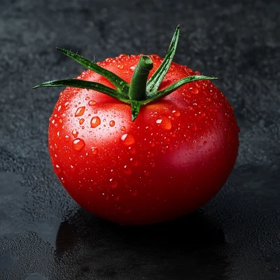 Tomato with Water Droplets