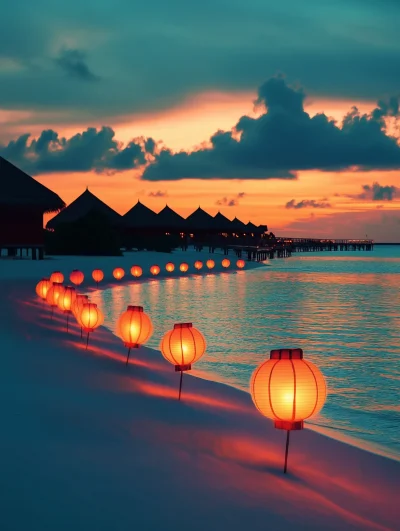 Chinese Lanterns on the Beach