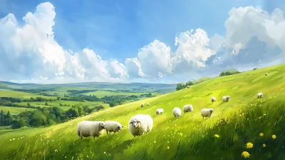 Enchanting Countryside with Grazing Sheep