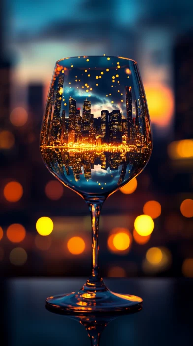 Cityscape in a Wine Glass