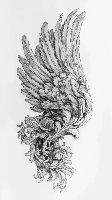 Elegant Wing Tattoo Design