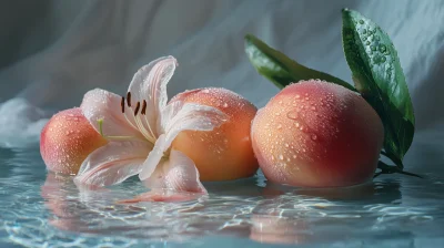 Peaches and Lily in Water