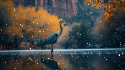 Heron Under the Aurora