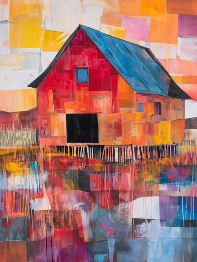 Abstract Farm Painting