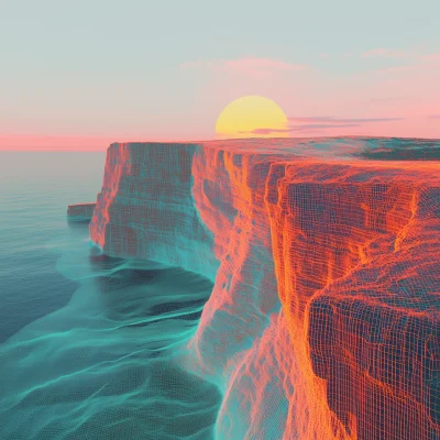 Glitch Art Cliffside Hologram