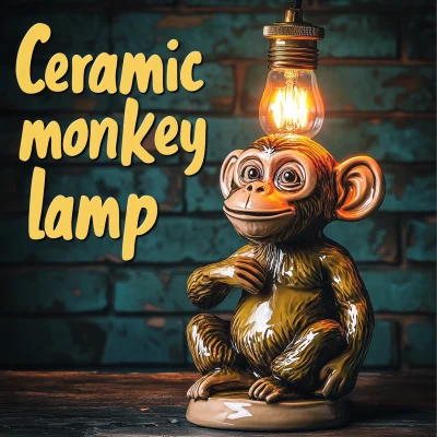 Ceramic Monkey Lamp