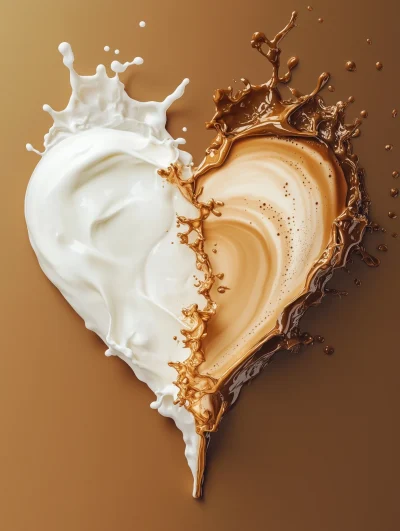 Heart Shape Cream and Coffee Splash