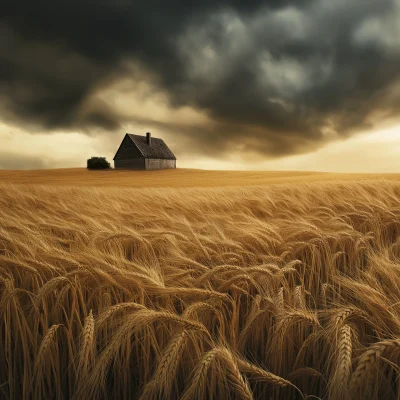 Wheat Field with Farmhouse