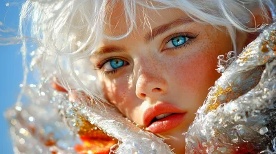 Ethereal Woman with Platinum Hair