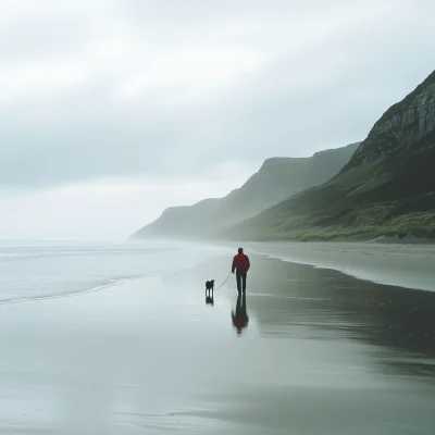 Man and Dog on Irish Beach