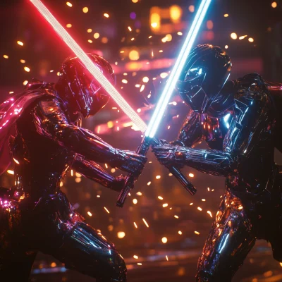 Duel of Futuristic Warriors