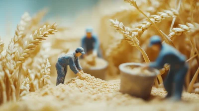 Wheat Harvesting Scene