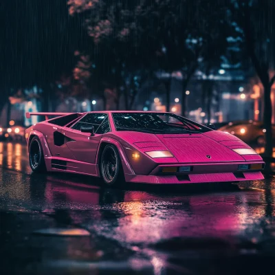 Lamborghini Countach in Neon Lights