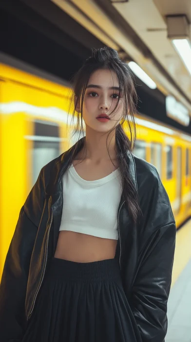 Stylish Woman in Subway