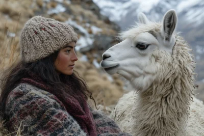 lama with chewing gum bubble