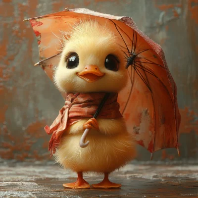 Funny Duckling with Umbrella