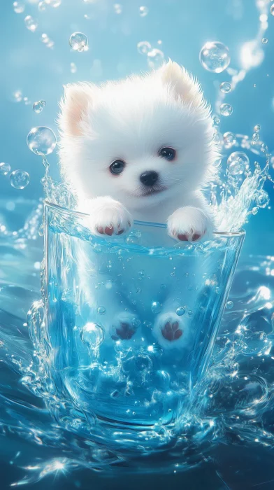 Cute Pomeranian Puppy in a Cup