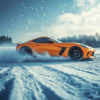 Car Drifting in the Snow