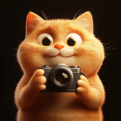 Playful Orange Cat with Camera