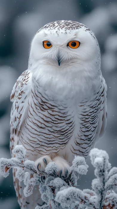 Snowy Owl Perched on Frost