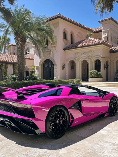 Magenta Lamborghini Aventador