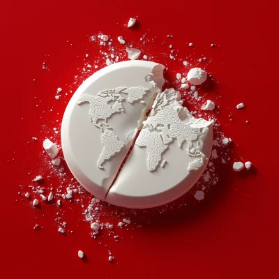 Broken Aspirin Tablet on Red Background